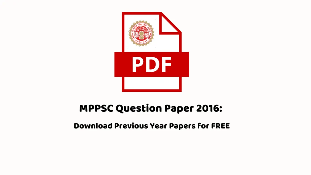 MPPSC Question Paper 2016